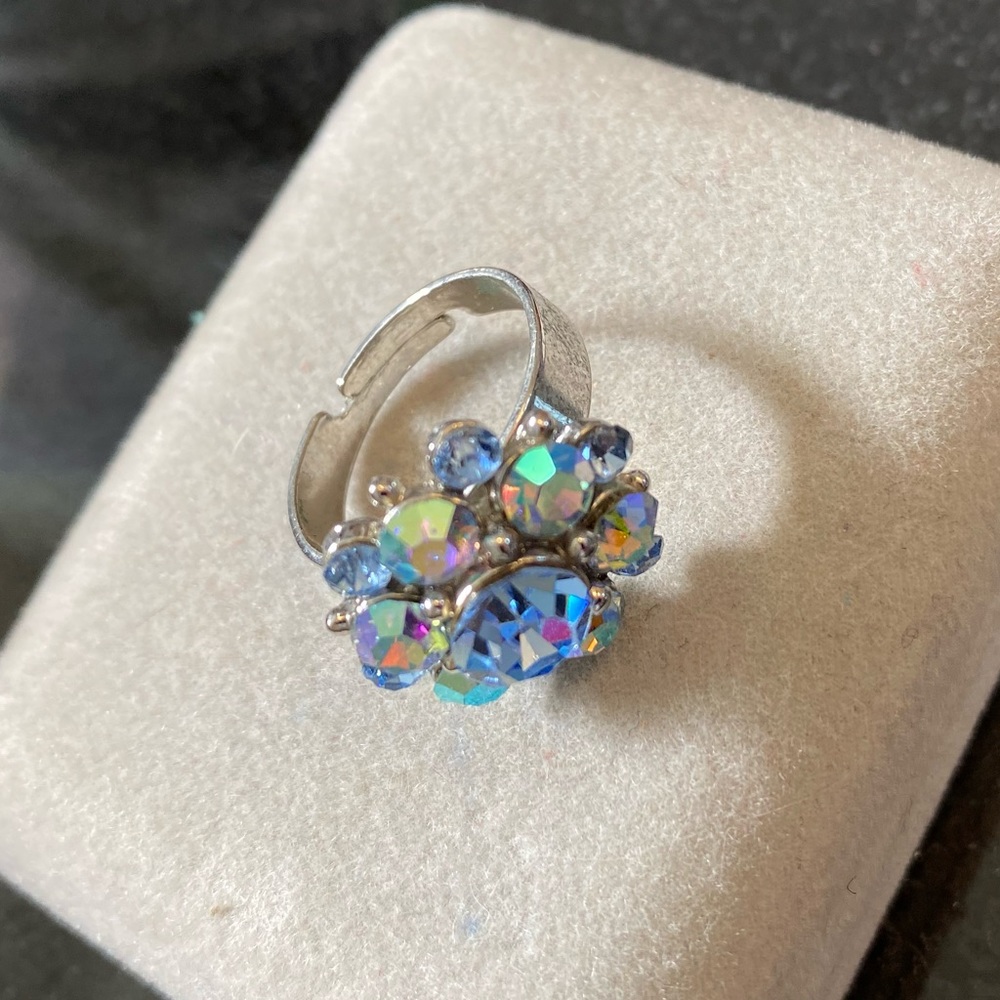 Boho vintage flower rings set sparkly adjustable statement ring costume jewelry - Picture 6 of 9